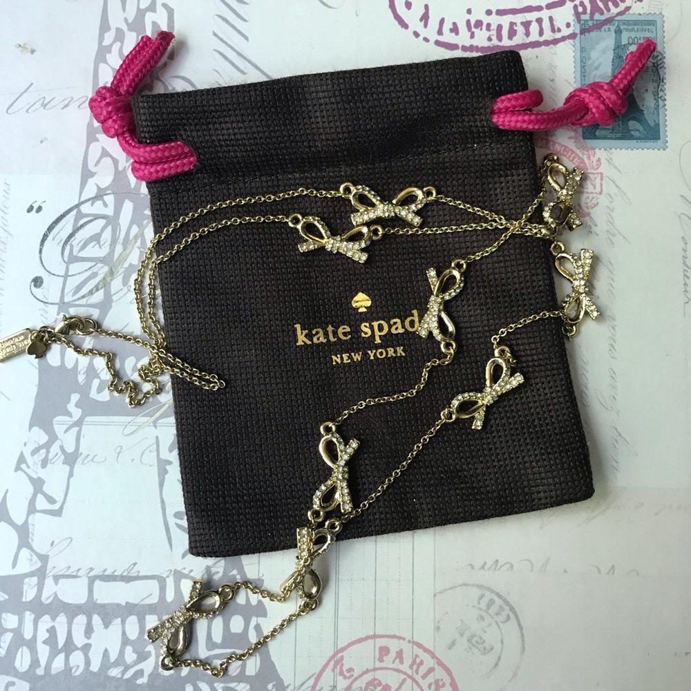 Kate Spade diamond stud bow necklace